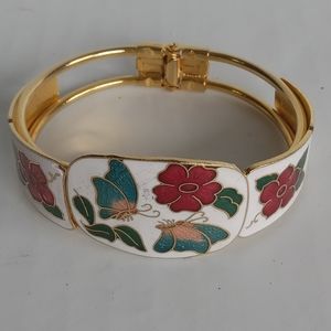Cloisonne bracelet butterfly and flowers